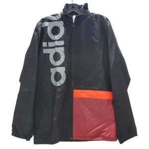 ADIDAS Jacket ESSENTIALS Mens Medium Black BIG LOGO Spell Out Track Windbreaker